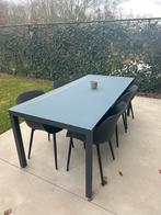 Tuinset zwart met 6 stoelen, Tuin en Terras, Tuinsets en Loungesets, Ophalen, Tuinset