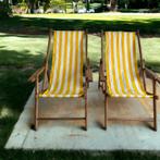 Set van 2 vintage inklapbare ligstoelen /strandstoelen, Ophalen of Verzenden