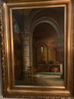 2 Schilderijen kerk Rollegem, Antiek en Kunst, Kunst | Schilderijen | Klassiek, Ophalen