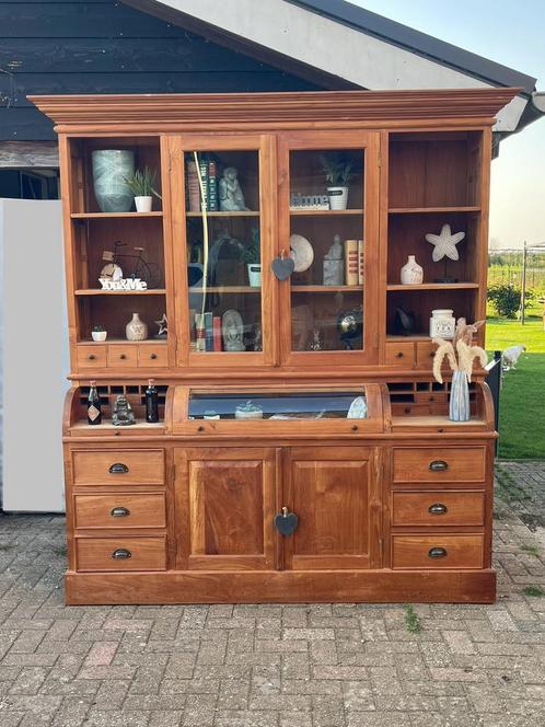 Teak Buffetkast Vitrinekast Grutterskast., Huis en Inrichting, Kasten | Buffetkasten, Nieuw, 200 cm of meer, 200 cm of meer, 50 tot 75 cm