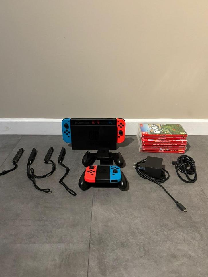 Nintendo switch + extra controller + spelletjes, Games en Spelcomputers, Spelcomputers | Nintendo Switch, Zo goed als nieuw, Switch Original
