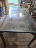 Table en acier avec verre ikea, 50 tot 100 cm, 100 tot 150 cm, Gebruikt, Rechthoekig