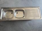 Dubbele afwasbak in  Inox breedte 50 cm , lengte 150 cm, Ophalen, Gebruikt, Inox, Overige typen