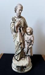 Oud Beeld : Jozef met Jezus - 45cm - Gips, Ophalen of Verzenden