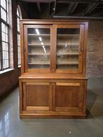 vintage industriële houten vitrinekast / kast / labokast, Ophalen of Verzenden