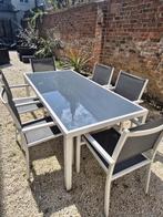 Tuintafel en stoelen, Tuin en Terras, Ophalen, Gebruikt, Aluminium