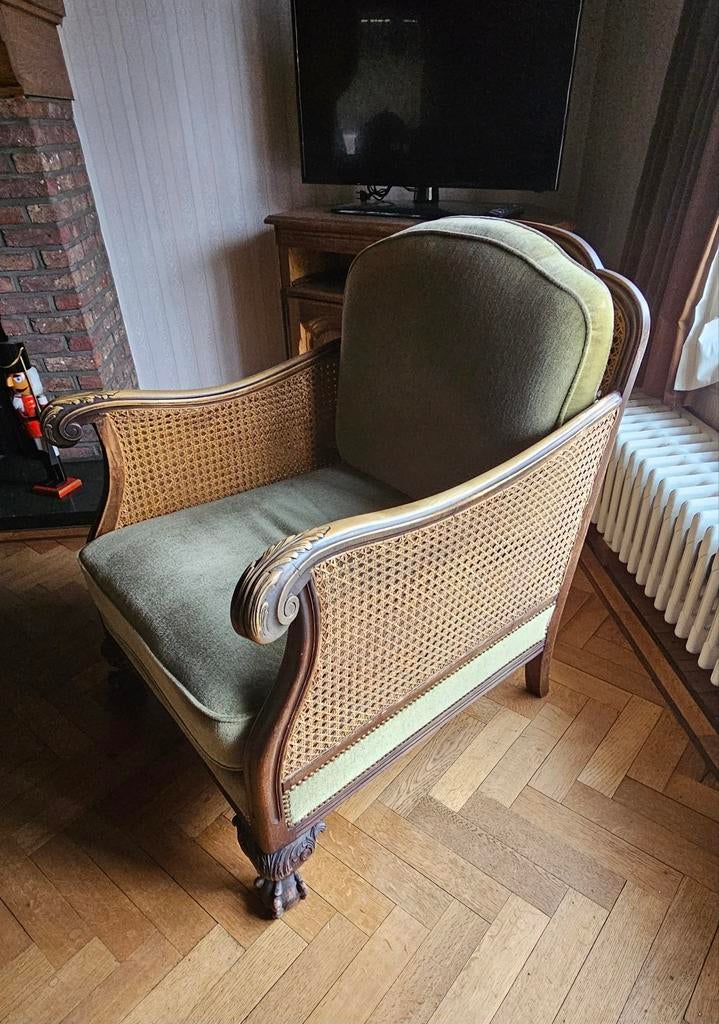 Prachtige vintage Regency Bergère zetels., Ophalen, Stof
