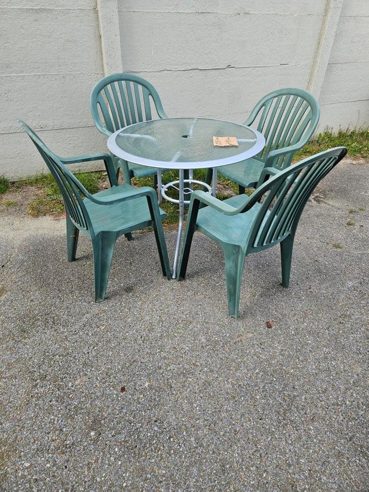 Set de jardin comprenant 1 table de jardin de 90 cm + 4 chai, Jardin & Terrasse, Ensembles de jardin, Salons de jardin, Enlèvement