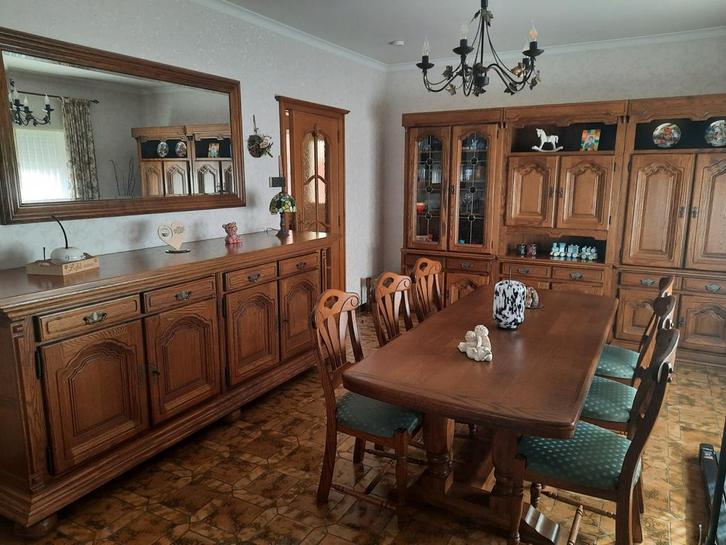 Volledige eiken eetkamer, eetplaats, eetkamerset, Huis en Inrichting, Complete eetkamers, Zo goed als nieuw, Ophalen