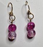 Oorbellen met 'Framboos en kristalroos', Handtassen en Accessoires, Oorbellen, Met kristal, Hangers, Verzenden, Nieuw