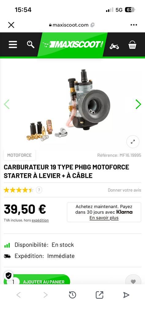 CARBURATEUR 19 TYPE PHBG, Fietsen en Brommers, Brommeronderdelen | Scooters, Ophalen, Zo goed als nieuw, Carburateur