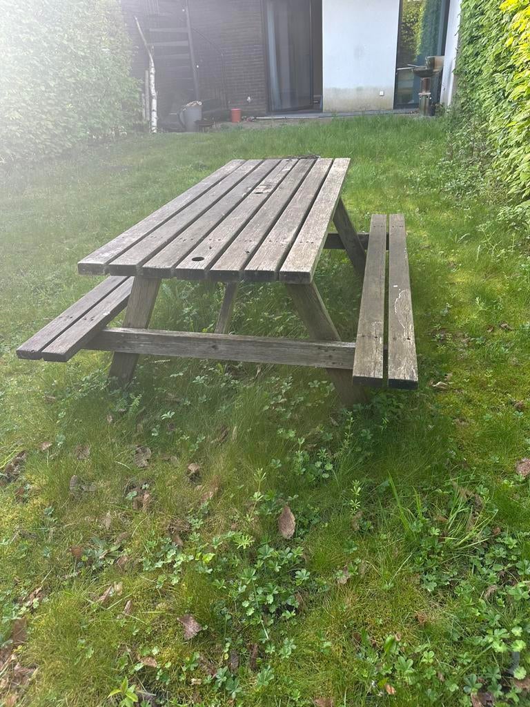 Picknicktafel hout, Tuin en Terras, Ophalen, Gebruikt, Rechthoekig, Hout