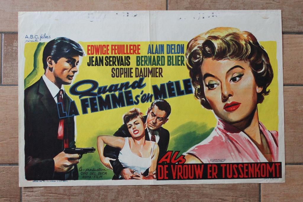 filmaffiche Alain Delon Quand la femme s'en mele filmposter, Enlèvement ou Envoi, Rectangulaire horizontal, A1 jusqu'à A3, Comme neuf