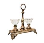 Antiek verzilverd tafelstel voor kruiden., Antiek en Kunst, Antiek | Zilver en Goud, Ophalen of Verzenden