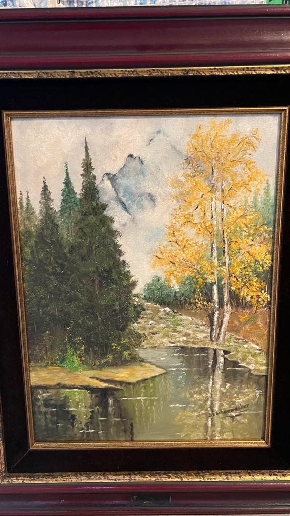 Schilderij landschap Descheemaeker ingekaderd, Antiek en Kunst, Kunst | Schilderijen | Klassiek, Ophalen of Verzenden