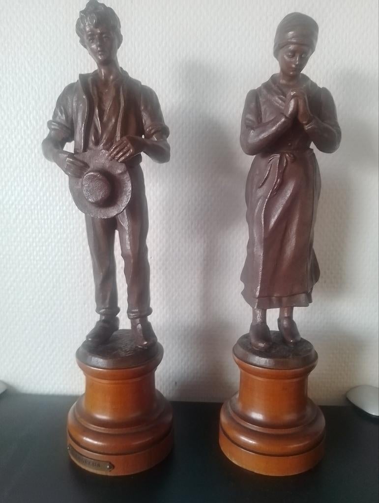 Angelus beelden in metaal 35 cm hoog, Antiquités & Art, Art | Sculptures & Bois, Enlèvement