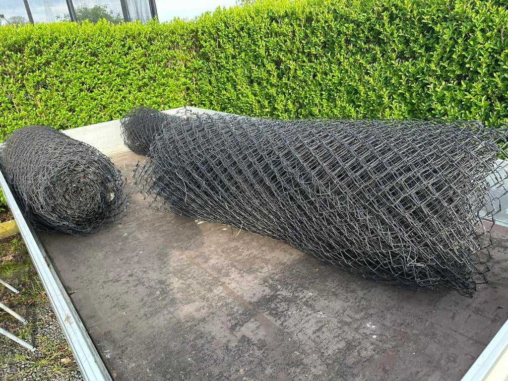 Draadafsluiting + palen + bovenbuis + plaathouders, Jardin & Terrasse, Gaze & Fils, Enlèvement, Utilisé, 20 mètres ou plus, Fil