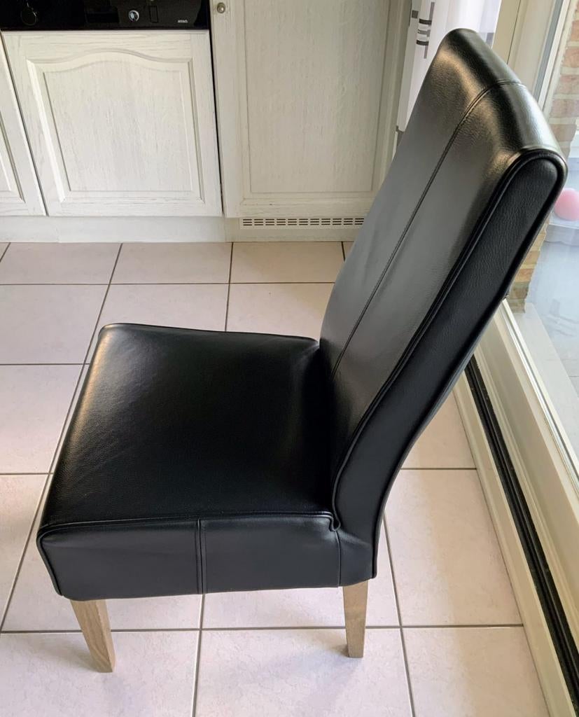 Zwarte lederen stoelen, Huis en Inrichting, Stoelen, Ophalen