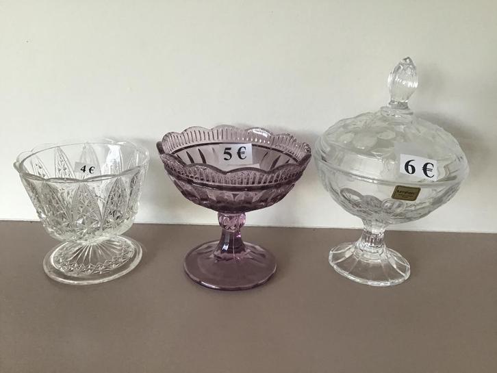 6 bonbonnièrres aan spotprijzen, Antiek en Kunst, Antiek | Glaswerk en Kristal, Ophalen of Verzenden