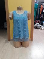 Lolalisa blauwe tanktop met kant, maat M, Kleding | Dames, Blouses en Tunieken, Maat 38/40 (M), Blauw, Ophalen of Verzenden, Gedragen