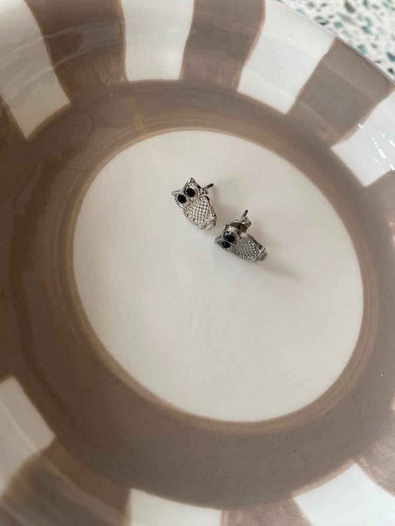 Boucles d’oreilles hiboux, Bijoux, Sacs & Beauté, Boucles d'oreilles, Gris, Enlèvement ou Envoi, Avec strass, Neuf