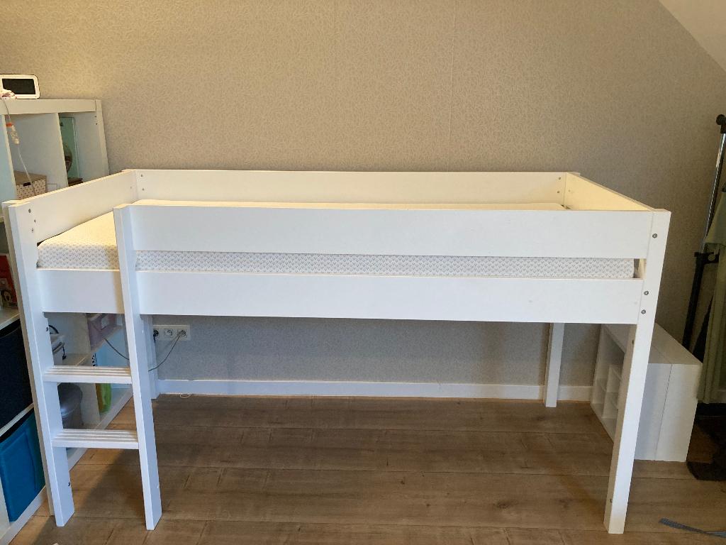 Eenpersoonsbed Bopita 90x20 - wit - halfhoogslaper, Huis en Inrichting, Slaapkamer | Bedden, Ophalen, Gebruikt, 90 cm, Eenpersoons