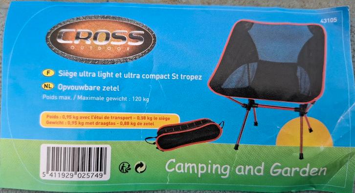 Siège ultra light randonnée bivouac camping, Caravanes & Camping, Meubles de camping, Neuf, Chaise de camping, Enlèvement