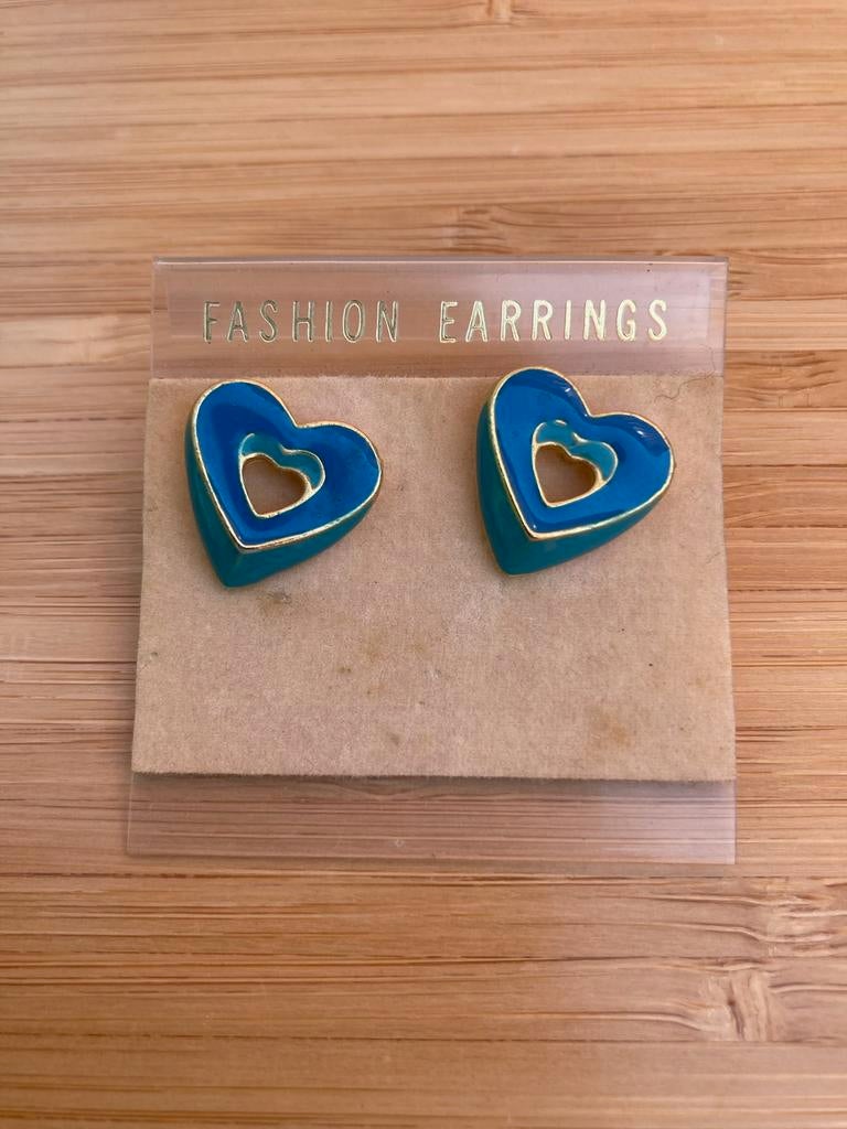 nieuwe oorbellen blauwe hartjes, Handtassen en Accessoires, Oorbellen, Ophalen, Overige materialen, Blauw, Nieuw