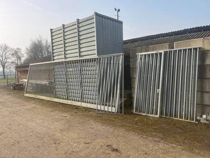 Schuifpoort 8,4m hekwerk 8,5m motor en deur, Tuin en Terras, Tuinhekken en Hekwerk, Gebruikt, IJzer, Ophalen