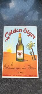 Oude reklame bierkaart Golden Tiger oude br. DE BLIECK Alost, Verzamelen, Ophalen