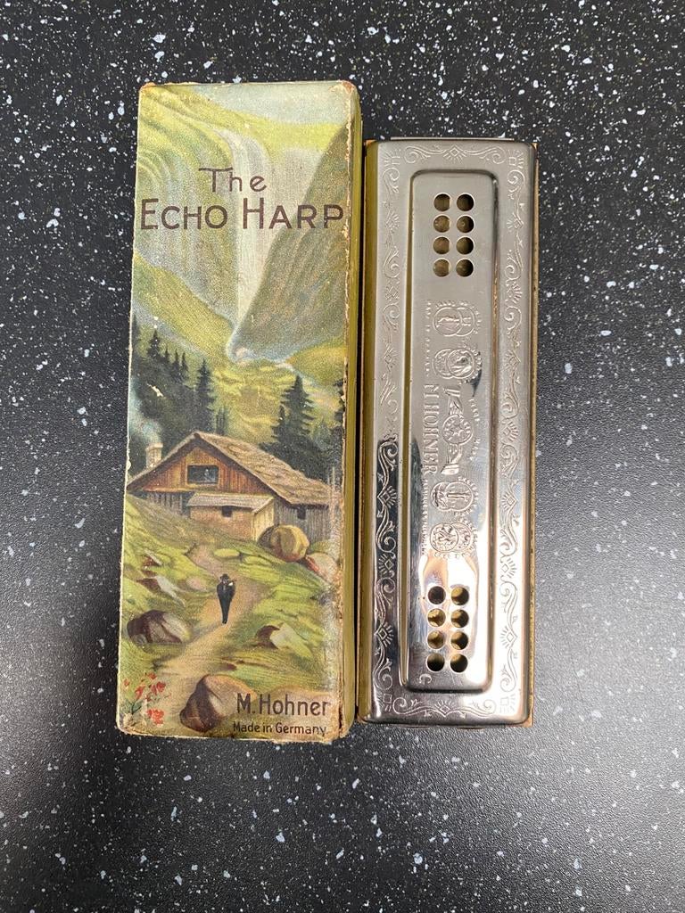 Oude Hohner echo harp, Muziek en Instrumenten, Ophalen of Verzenden, Gebruikt, Met koffer of doosje