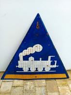 Plaque unique en mosaïque émaillée TRAIN passage, Collections, Enlèvement, Utilisé, Panneau publicitaire