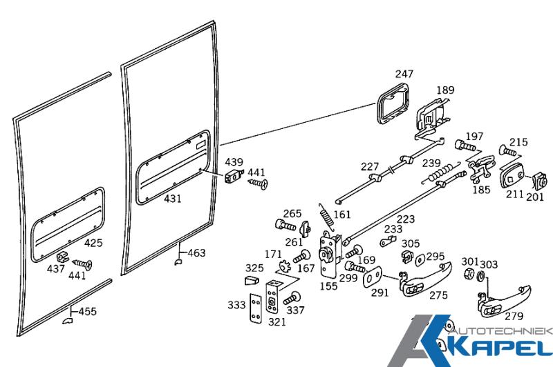Deur rubber achter portieren Mercedes Dudo T2 hoog L of R -, Auto-onderdelen, Nieuw