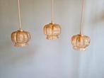 Vintage amberkleurige glazen hanglamp 1960-70(5 beschikbaar), Ophalen of Verzenden