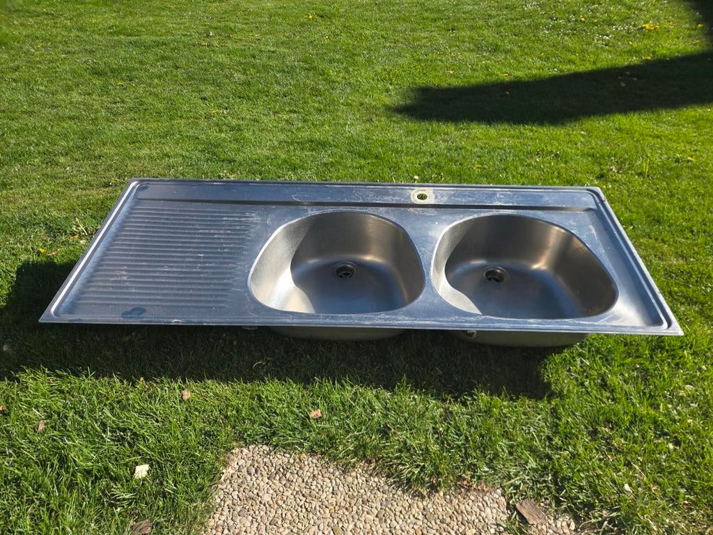 Inox afwasbak lavabo, Ophalen, Gebruikt, Grijs