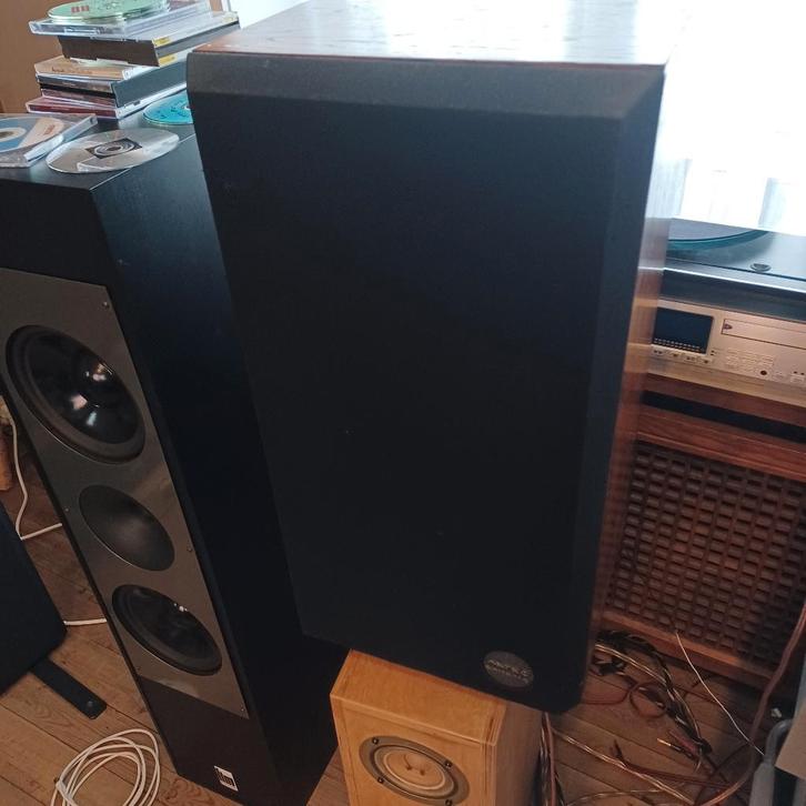 Vintage Altec Lansing model three luidsprekers notenfineer, Audio, Tv en Foto, Luidsprekerboxen, Gebruikt, Front, Rear of Stereo speakers