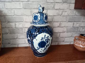 Vase et couvercle Delft Blue Boch., Enlèvement ou Envoi