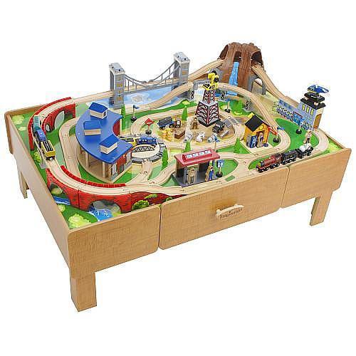Imaginarium speeltafel met houten treinset (Toys “R” Us), Kinderen en Baby's, Speelgoed | Speeltafels, Gebruikt, Ophalen