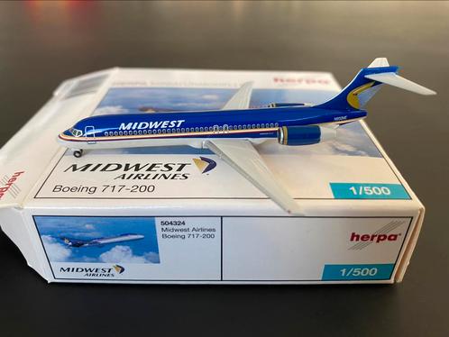 Midwest Airlines Boeing 717-200 Herpa Wings 1/500, Verzamelen, Luchtvaart en Vliegtuigspotten, Zo goed als nieuw