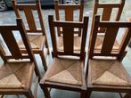 Houten stoelen x6 met rieten zitvlak. Als nieuw, Maison & Meubles, Chaises, Comme neuf, Enlèvement ou Envoi
