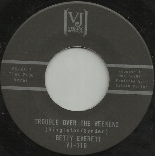 Betty Everett ‎– Trouble Over The Weekend '' Popcorn Oldie ", CD & DVD, Vinyles Singles, Comme neuf, Single, R&B et Soul, 7 pouces