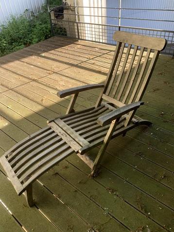 Chaise longue en bois TECK, Tuin en Terras, Ophalen, Gebruikt, Hout