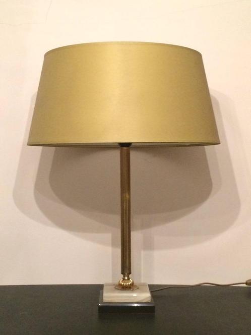 70s Vintage kolom messing & onyx lamp " Hollywood Regency ", Huis en Inrichting, Lampen | Tafellampen, Zo goed als nieuw, Metaal