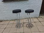 2 barkrukken black &  chrome, Ophalen, Gebruikt, 60 tot 90 cm, Metaal