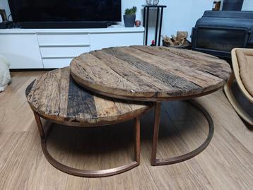 Salontafels set van 2 (Weba), Huis en Inrichting, Tafels | Salontafels, Ophalen, Gebruikt, Rond, 50 tot 100 cm
