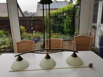 Hanglamp dimbaar 3 lampen brons 100 cm lang 91 cm hoog beschikbaar voor biedingen