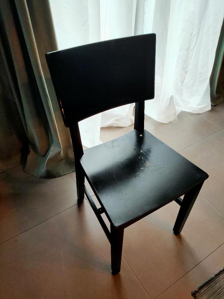 Set 4 zwarte eetkamerstoelen, Huis en Inrichting, Stoelen, Gebruikt, Vier, Hout, Zwart, Ophalen
