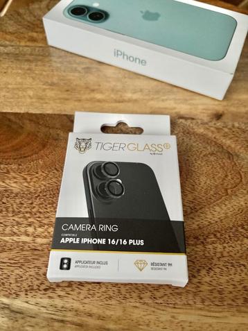 TIGER camera bescherming / ring van glas iPhone 16 / 16 plus, Enlèvement, Neuf, Façade ou Cover