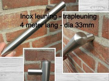 NIEUWE inox trapleuning 4 m lang - dia 33 mm - rvs leuning beschikbaar voor biedingen