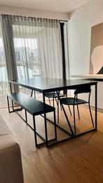 Zwarte eettafel 6 personen + zwarte bank samen te koop, Ophalen, Zo goed als nieuw